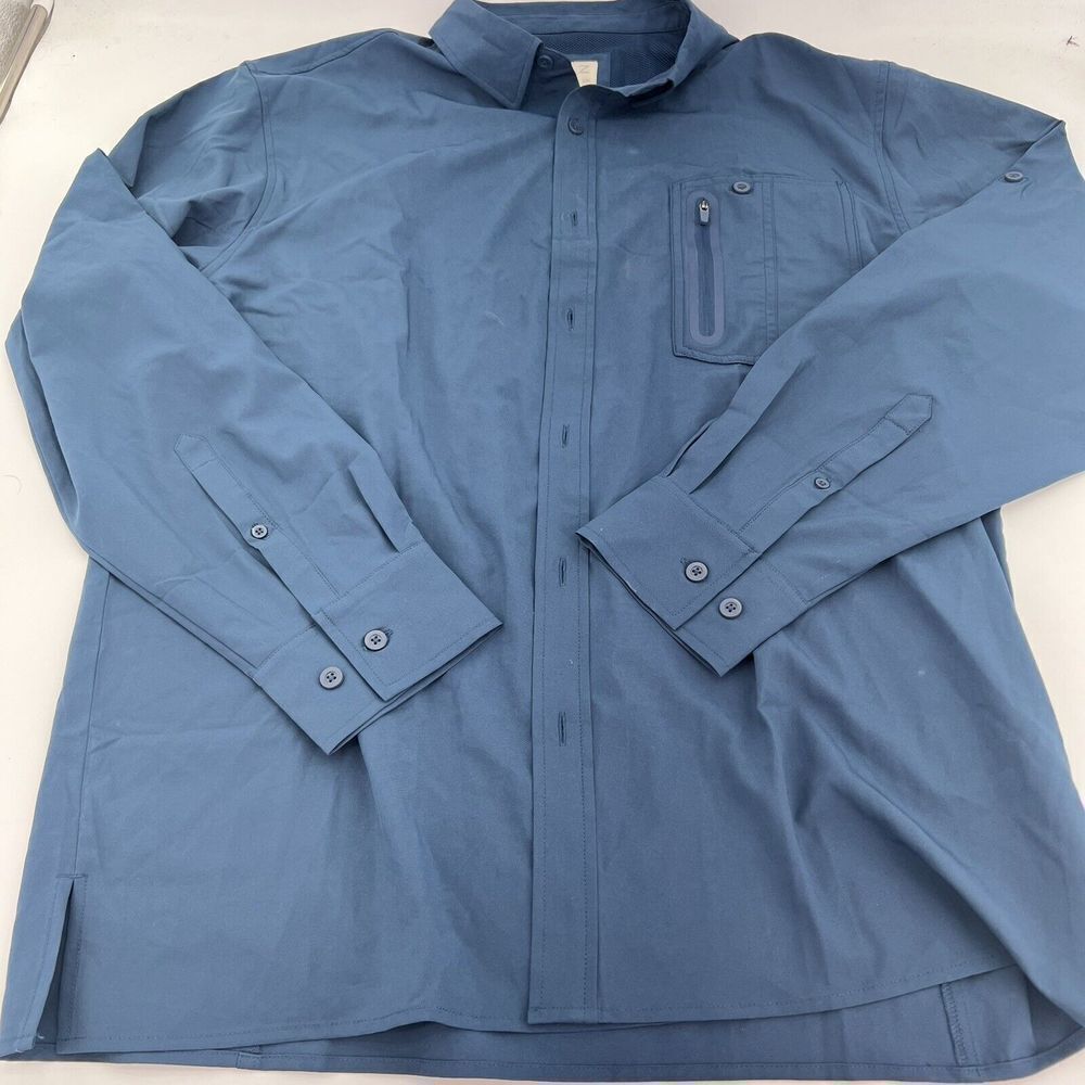 GILLZ Men’s ZL Deep Sea Woven Blue Vented Long Sleeve Button-Up Fishing Shirt